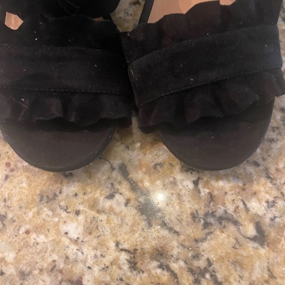Free People Black Ruffled Velvet Sandal - Picture 2 of 9